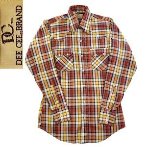 Dee Cee Pearl Snap Western Vintage USA Shirt Plaid Sawtooth Pockets 14 1/2, 34